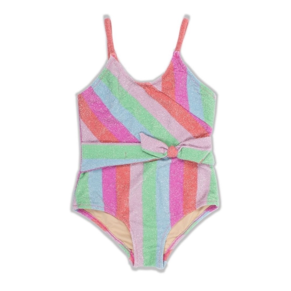 NWT Shade Critters Shimmer Rainbow Stripe Girls Swimsuit